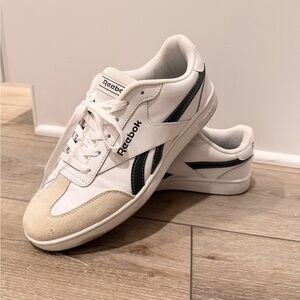 Reebok Men's White and Tan Sneakers with Sage Green Accents